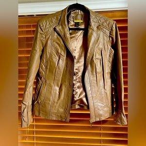 IMAN Size XL Tan Leather Jacket